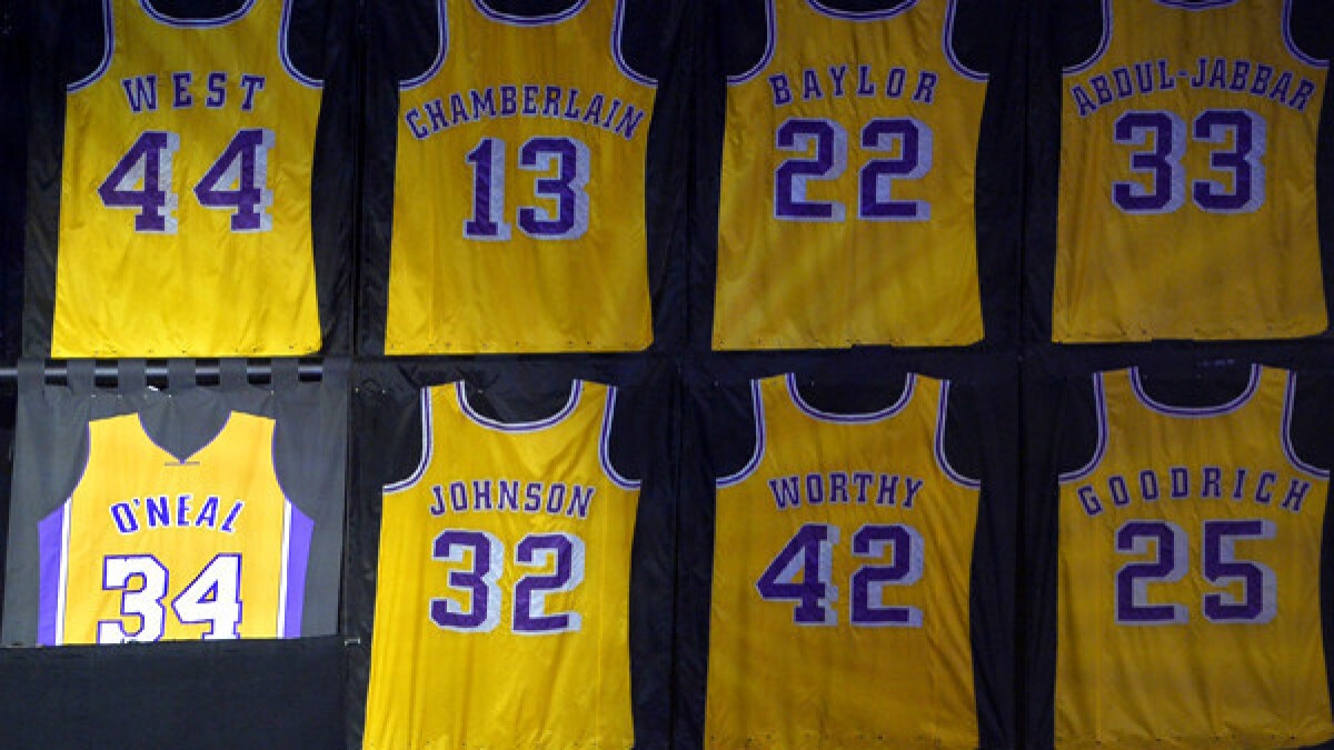 Lakers acknowledge error in Shaquille O'Neal's retired jersey ...